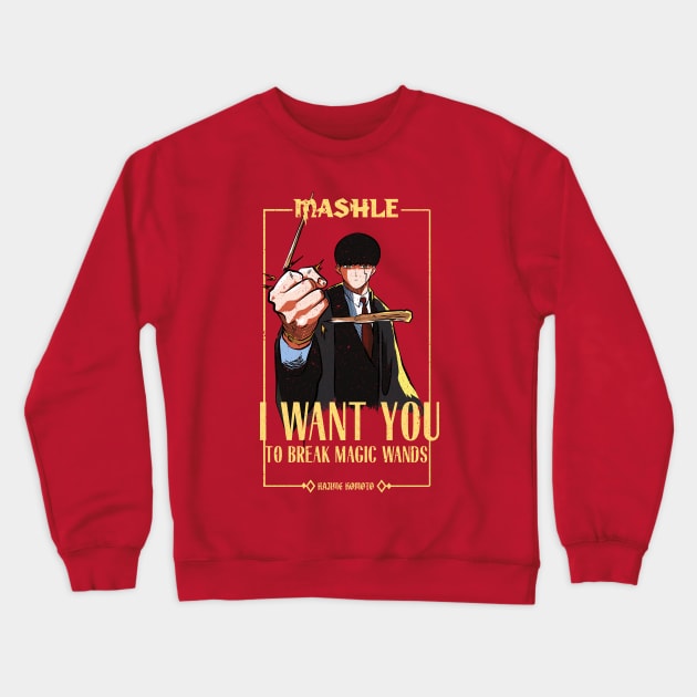 MASHLE: MAGIC AND MUSCLES (I WANT YOU) RED (GRUNGE STYLE) Crewneck Sweatshirt by FunGangStore